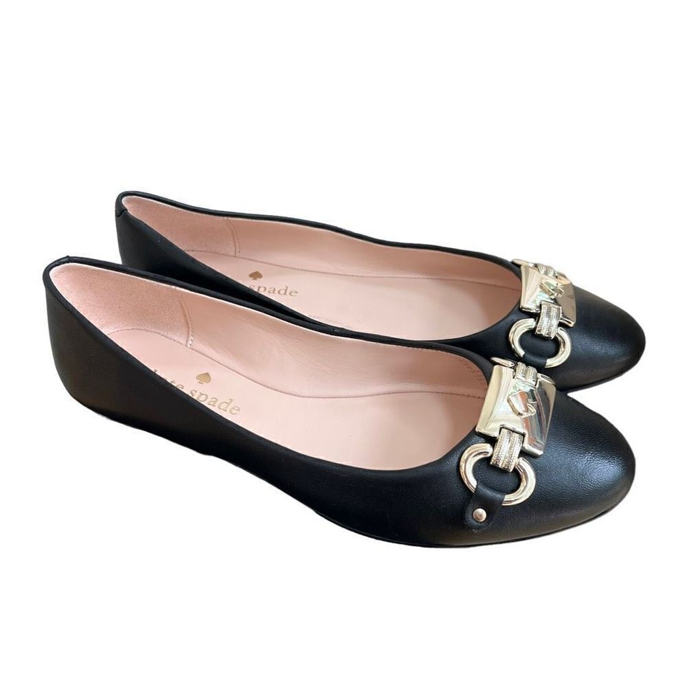 Kate Spade Payton black leather ballet flats size 7 NWOB